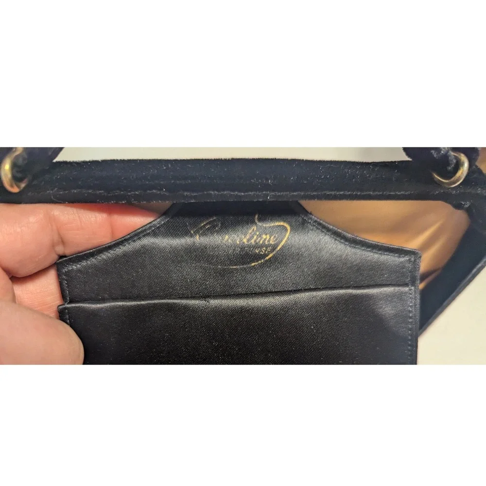 VTG Graceline Master Purse Black Velvet Handbag Matching Satin‎ Coin Purse MCM